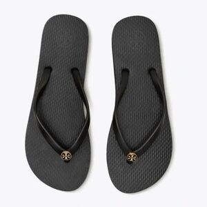 Tory Burch Thin Rubber Thong Flip Flop, Black, Excellent Used Condition